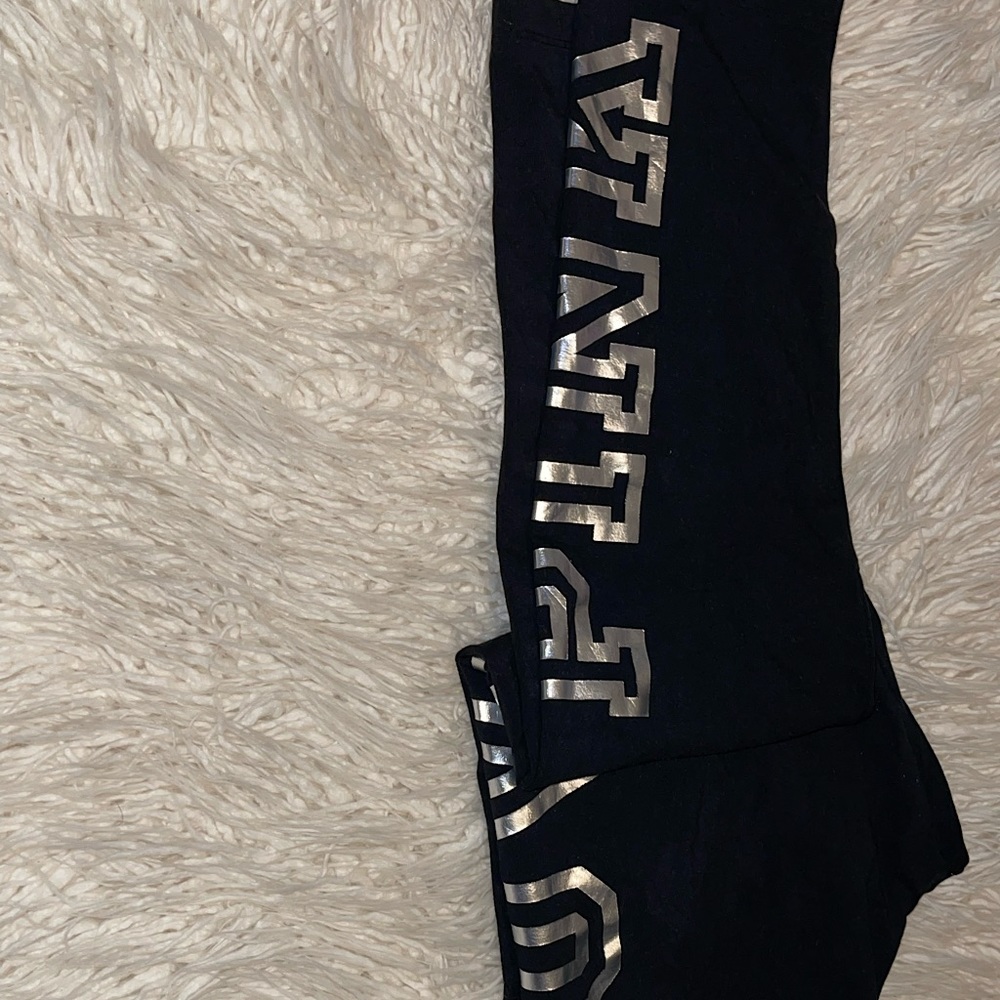 Victoria Secret Pink Black Leggings with Silver Love Pink down the left leg!! 🖤